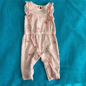 Carter’s Child of Mine Pink Elephant Baby Romper 0-3 Months